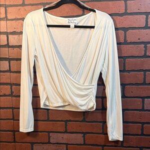 Madison Cream Long Sleeve Wrap Blouse